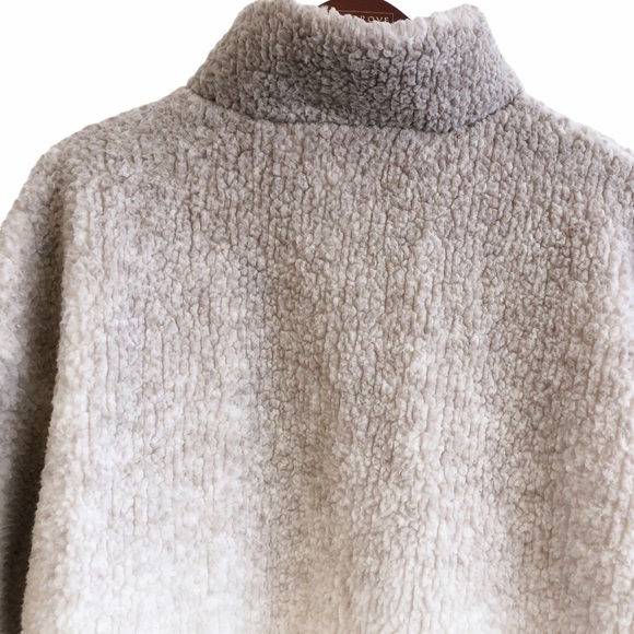 THREAD & SUPPLY NWT Wubby Sherpa Fleece Pullover Jacket in Cream and Gray - Picture 12 of 13